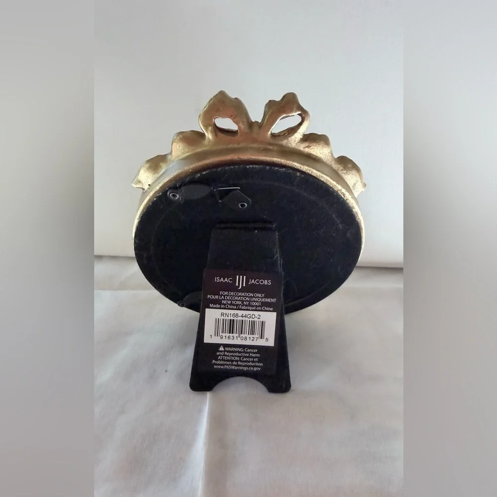 Elegant Gold  Frame bow on top round for 4”x4” photo